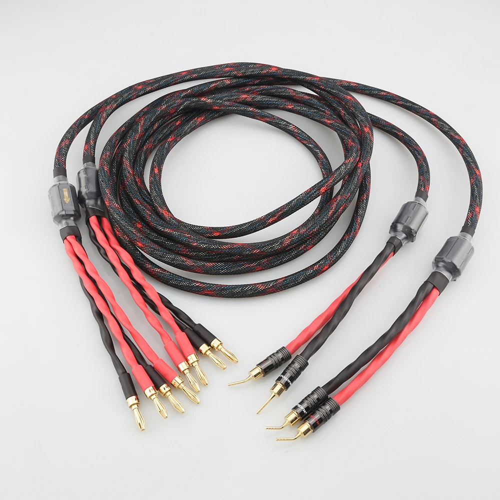 

Audiocrast SC08 Electric Speaker Cable HIFI Audiophile Cable Banana To pin banana Plug Biwire LoudSpeaker Wire Audio Line