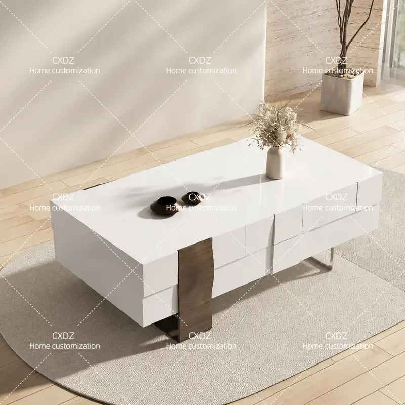 Nordic Solid Wood Coffee Table Rectangular Living Room Tea Table Modern Simple Storage Side Table