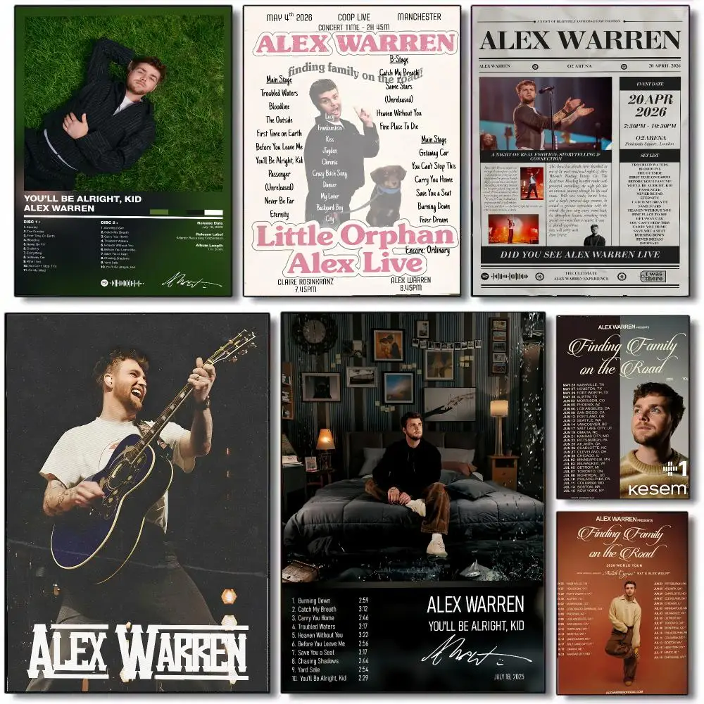 Singer A-Alex Warren Poster Wall Art Printed Decor Sticker Stylish Home Gift for Living Room Bedroom Corridor Cafe