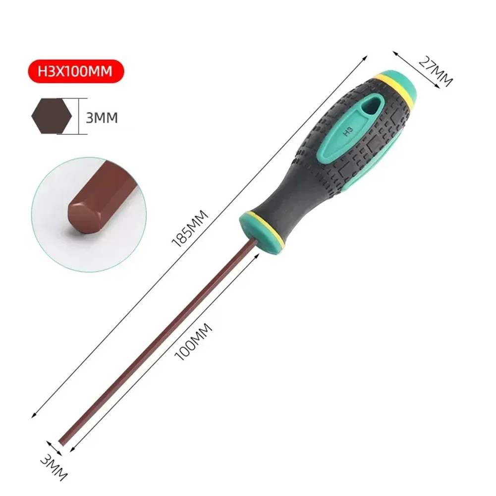 185-265mm Magnetic Screwdriver Long Length Antislip Grip H1.5-H6 Hex Hexagon Magnetic Tip Screwdriver Hand Tools