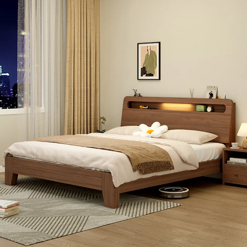 Nordic Luxury Bed Frames Wood High End King Size Low Price Double Bed Frames Headboard Lit Deux Place Furniture For Bedroom image 5
