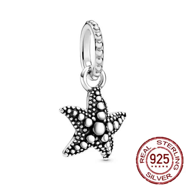 925 Silver Ocean Blue Sea Turtle Dangle Bead para mulheres, se encaixa pulseira Pandora original, DIY, joias finas, grânulos de presente, Novo, 2023