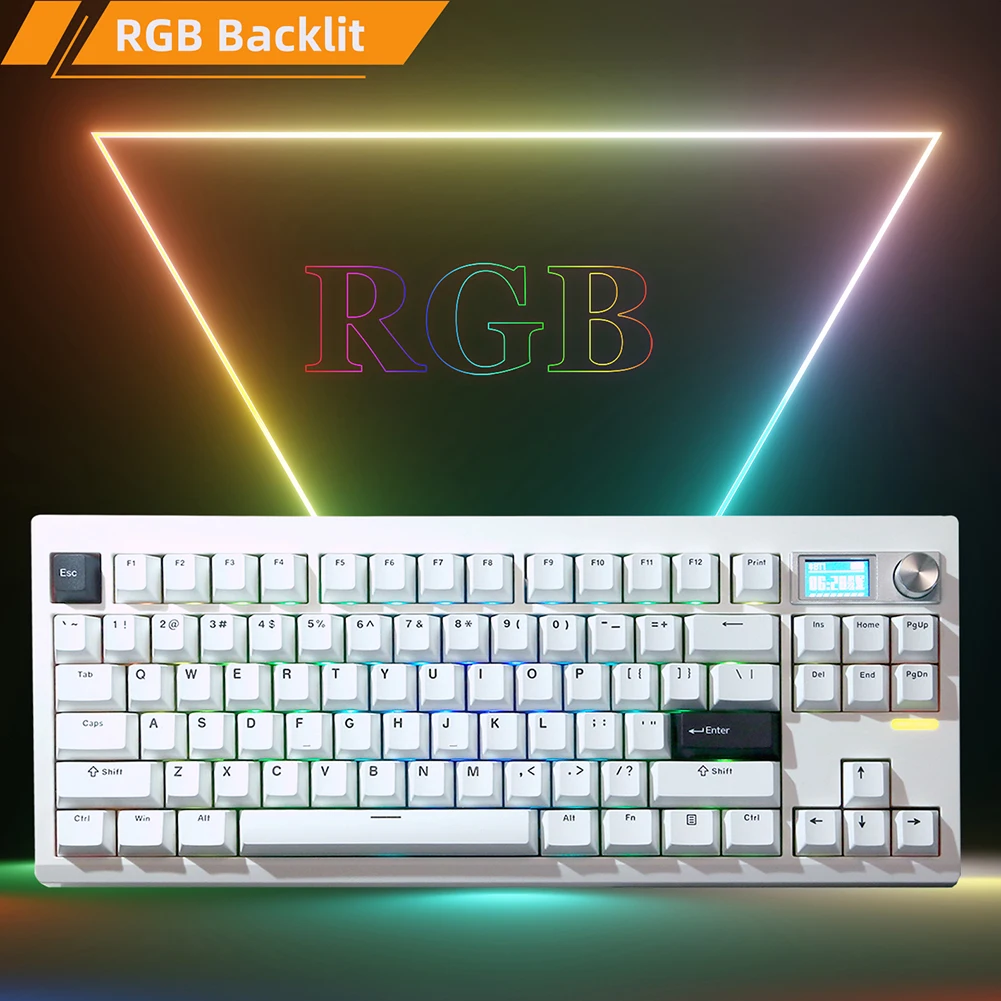 Imagem -03 - Kit de Teclado Mecânico com Fio Bluetooth 5.0 2.4g 87 Chaves Rgb Retroiluminado Junta para Via Modos Gmk87-hot-swappable