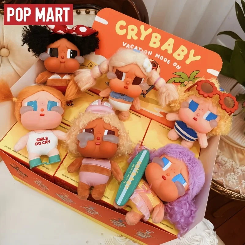 Original Pop Mart Crybaby Vacation Mode On Series Vinyl Trendy Blind Box Mystery Box Cute Toys Ornaments Figures Surprise Toys
