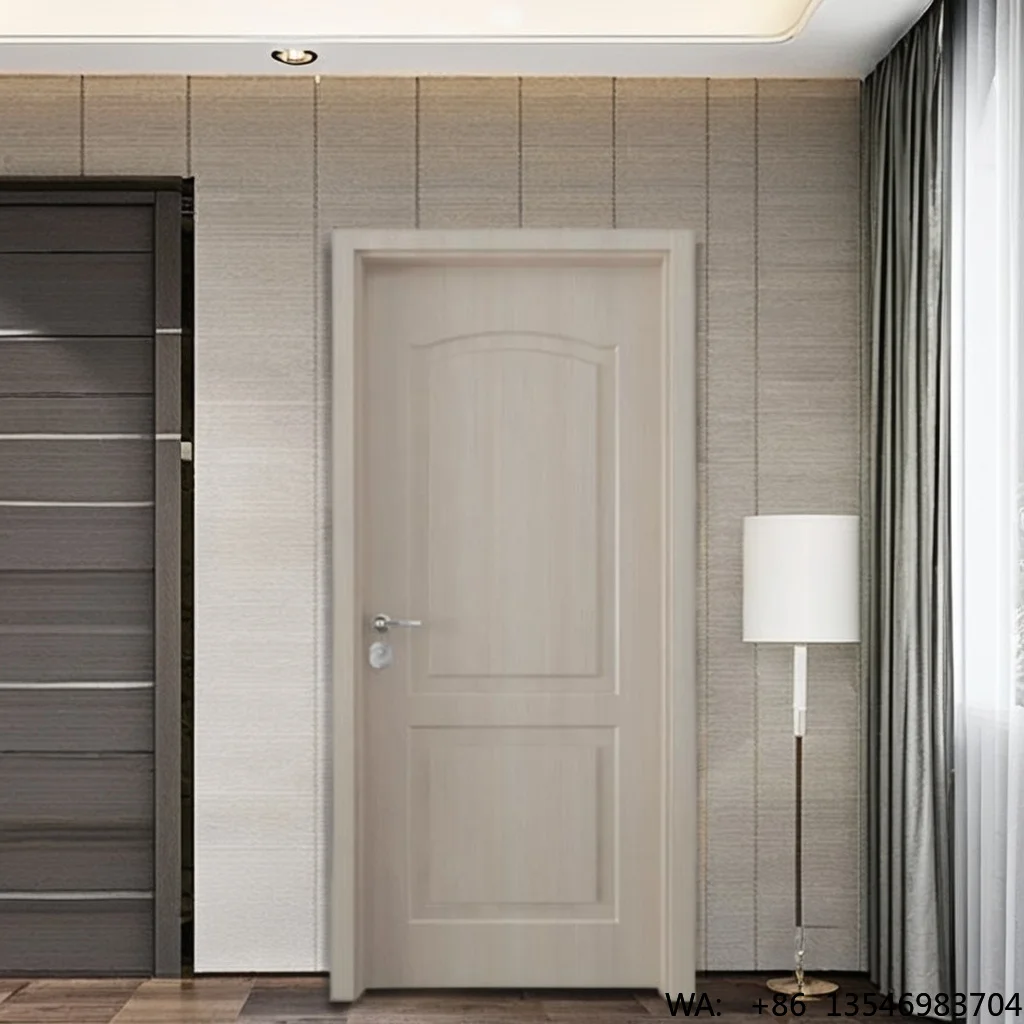 Wholesale Customized Modern MDF Smart Door Handles PVC Moulded Interior/Exterior Partition Entry Doors for Kitchen Bathroom