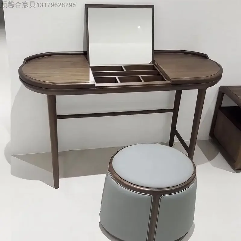 New Chinese dresser stool solid wood flip desk computer table makeup table integrated