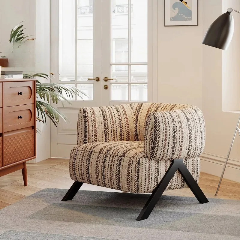 Retro French single chair super comfortable fabric high density foam light luxury