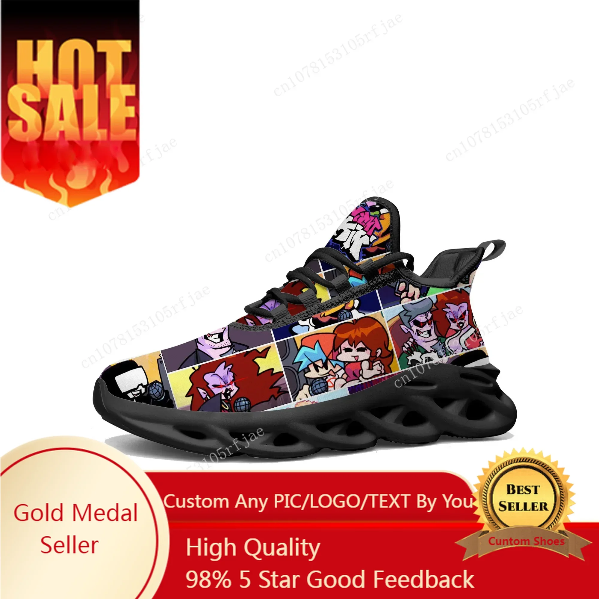 

Funkin Cartoon Night Game Friday Flats Sneakers Men Women Teenager Sports Running Shoes Tailor Made Lace Up Shoes