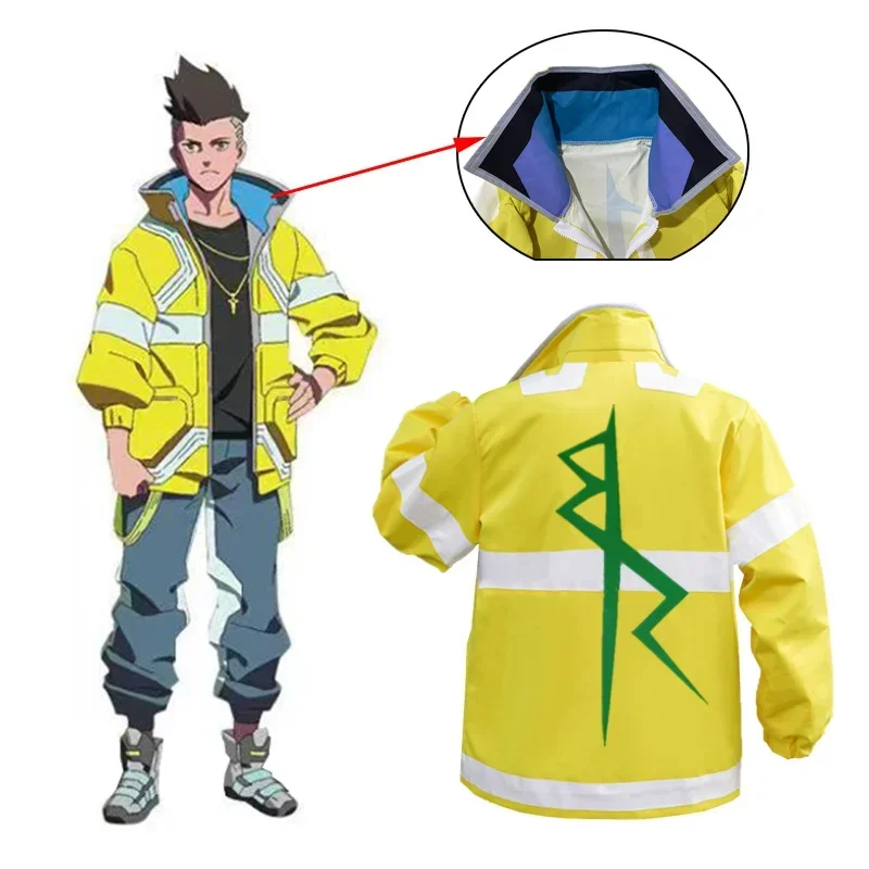 David Martinez Anime Costume for Adults, Hooded Jacket and Zipper, Punk Coat for Halloween, Cyberpunk, Edger