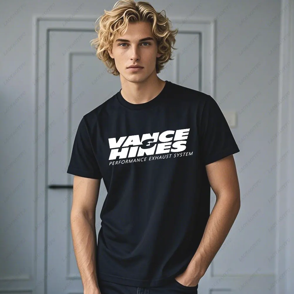 VANCE HINES Printed Fashion Man T-SHIRT Inspired Motorcycle Racing Exhaust Systems Male T Shirt Casual Loose Harajuku Soft Tees image 4
