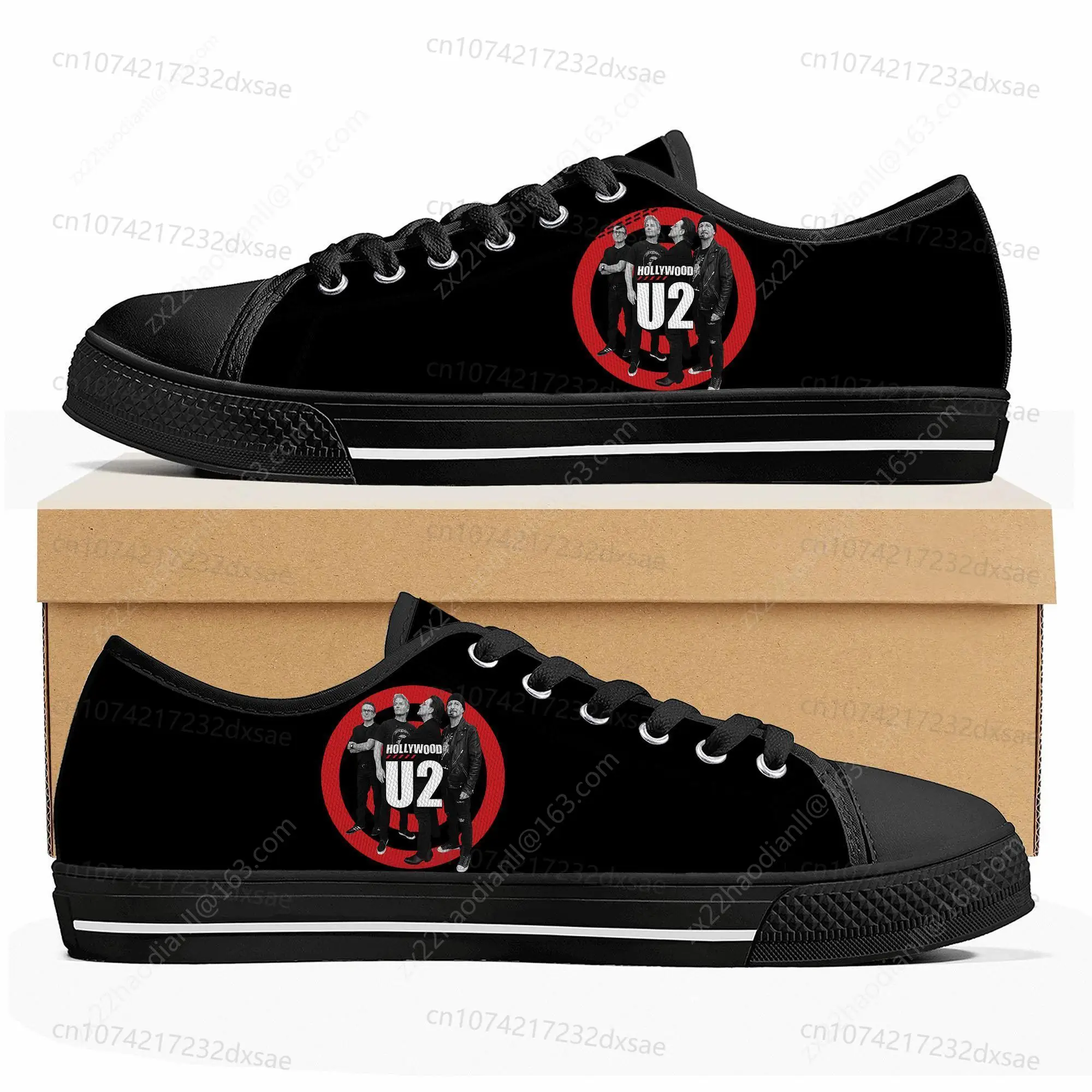 U2 Rock Band Fashion punk Low Top High Quality Sneakers Mens Women Teenager Canvas Sneaker Casual Couple Shoes Custom Shoes