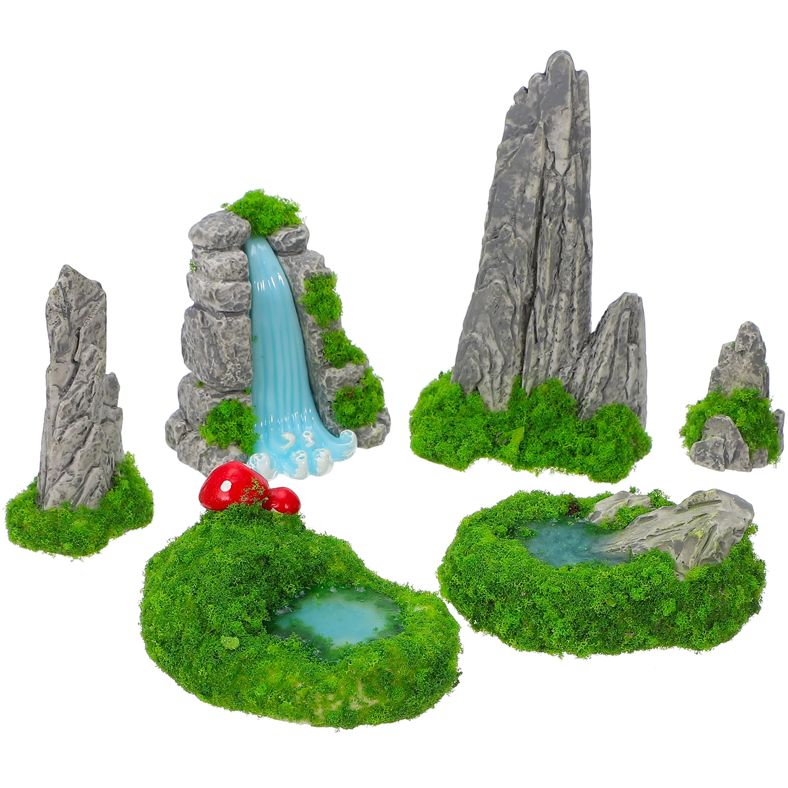 

6Pcs Artificial Rockery Mini Mountain Resin Pool Decoration Diorama Supplies Miniature Fake Mountain Aquarium Landscaping