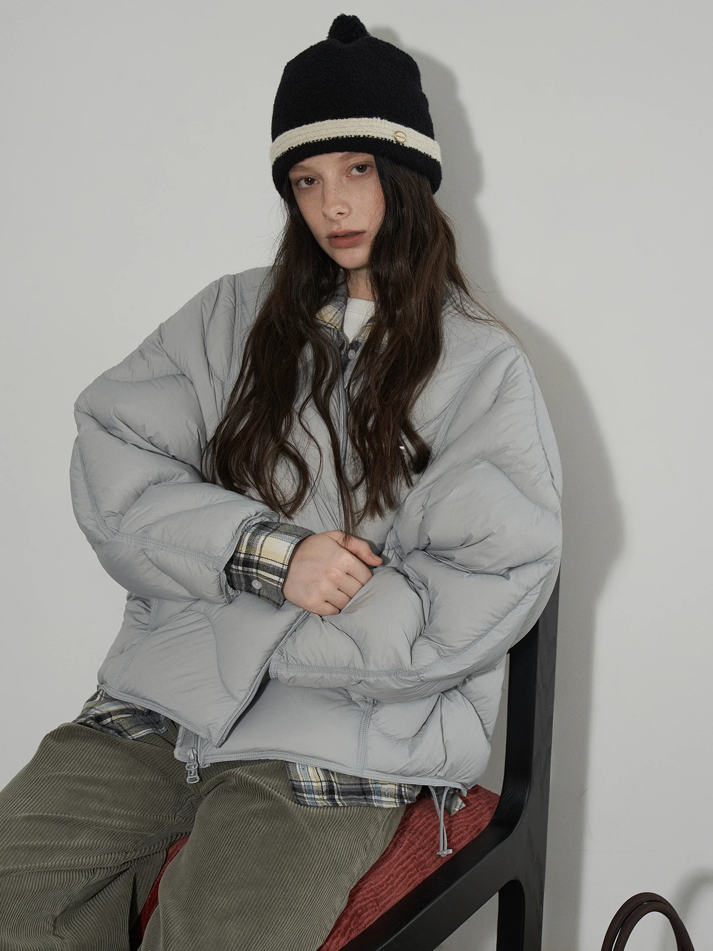 

Женская зимняя утепленная куртка Lofi Choose свободного кроя с ромбовидным узором, на молнии, с длинными рукавами, для повседневной носки