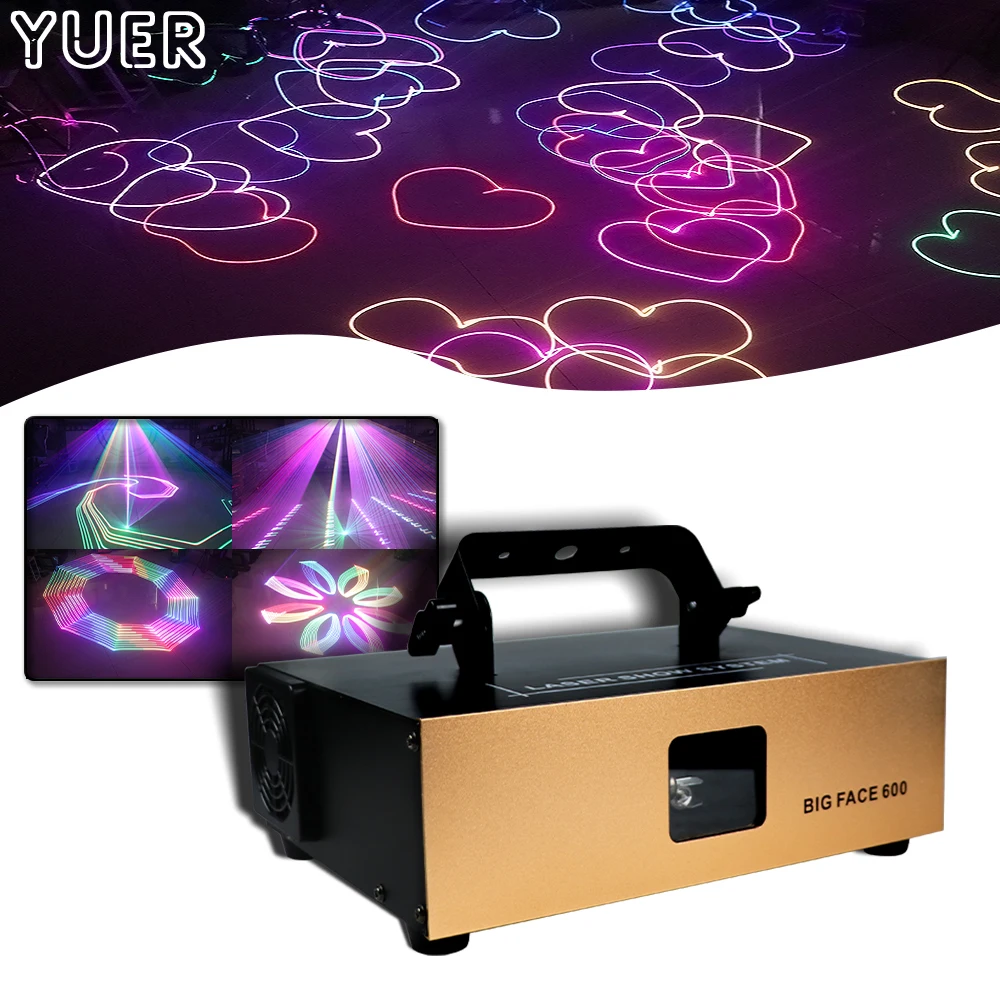 600MW 1W Hoa Văn Quét Laser Ánh Sáng Ngày Lễ Pha 100-240V RGB 3D Thiết Bị Dj Disco giáng Sinh Cưới Máy Chiếu Laser