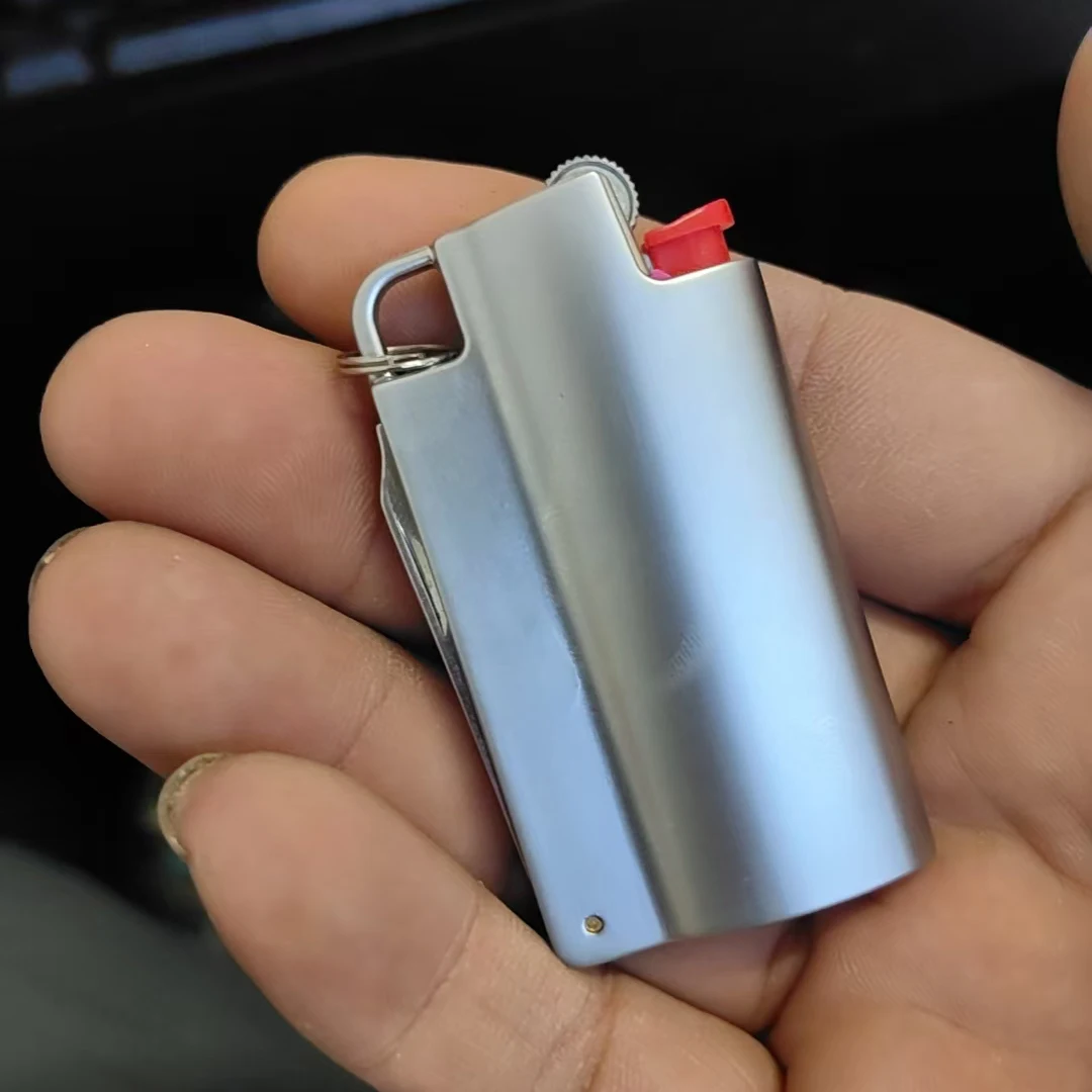 Multifunctional  BIC Mini Size Lighter J5 Case Cover Holder Sleeve Pouches Metal with Beer Bottle Opener  And folding knife view 5