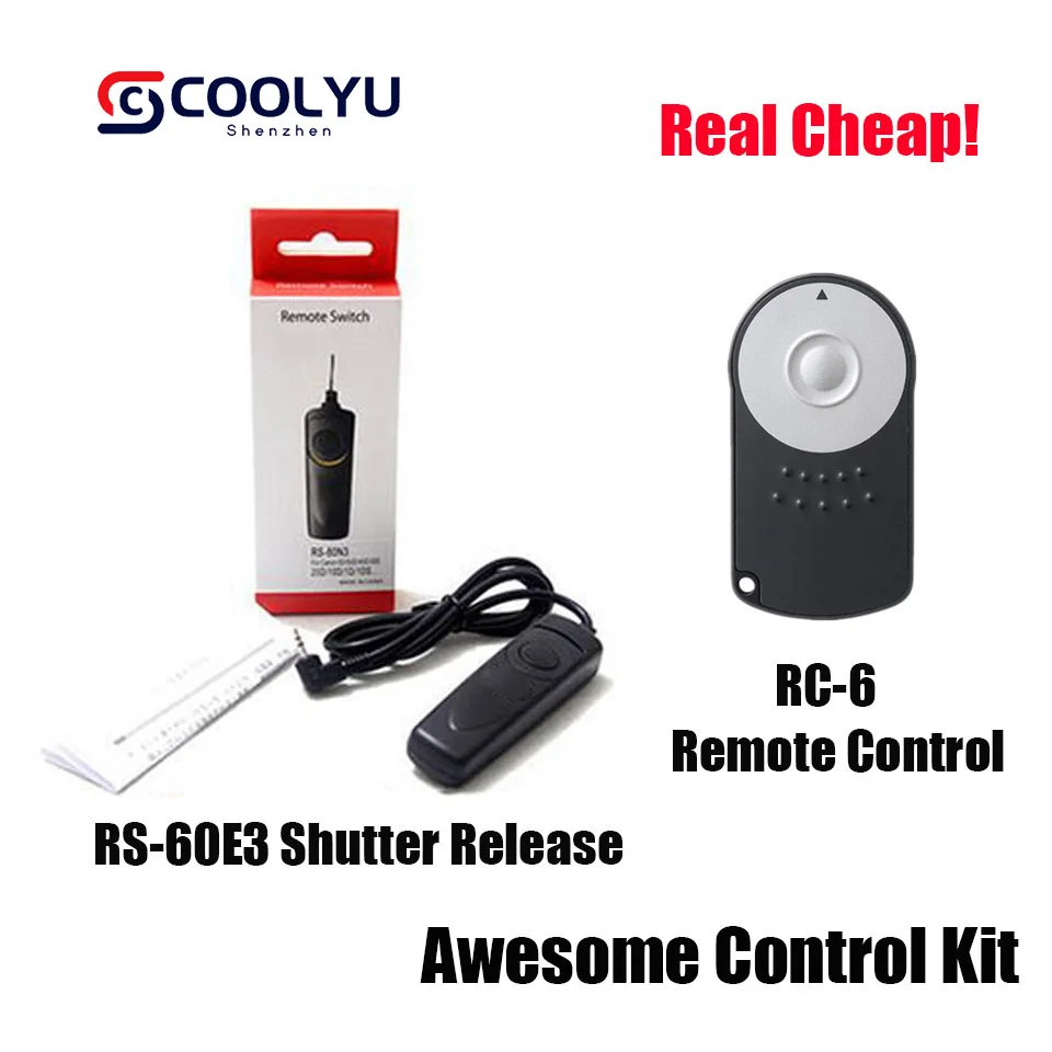 RS-60E3 Shutter Release+RC-6 Selfie Infrared Wireless Remote Control for Canon EOS 700D 750D 760D 650D 600D 550D 500D 450D 400D