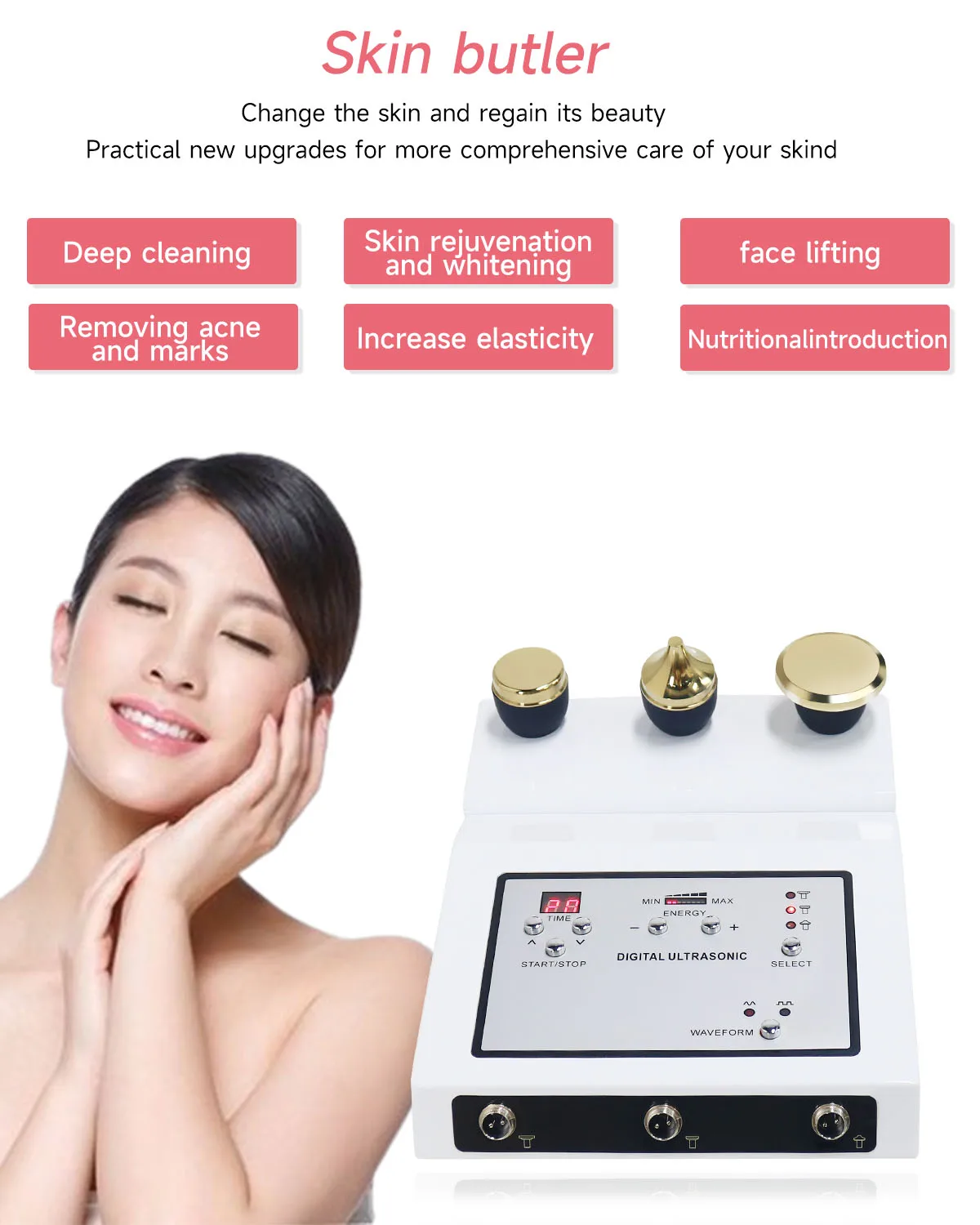 Neueste 3 In 1 Ultraschall Gesichts Instrument Anti Aging Auge Falten Gesichts Körper Massager Plasma Sommersprossen Entfernung Schönheit Gerät geräte beauty massagegerät massage массажер для лица skincare