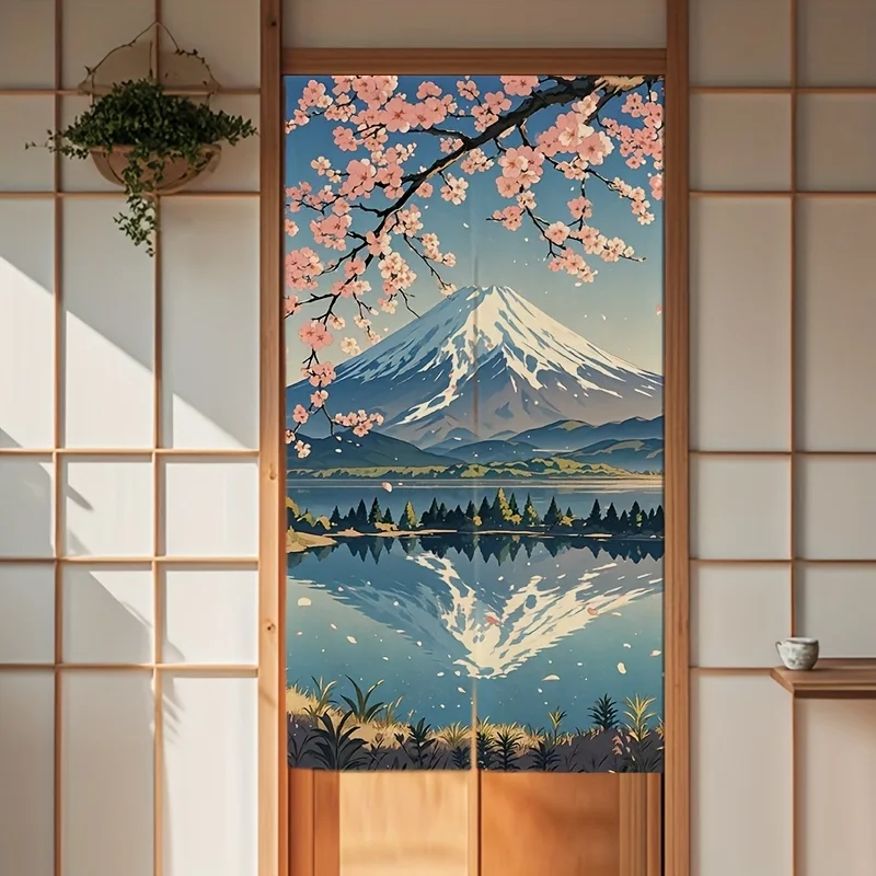 VIKAMA Japanese Sakura Mount Fuji Tapestry Wall Hanging Soft Fresh Style Aesthetic Bedroom Living Room Home Decor