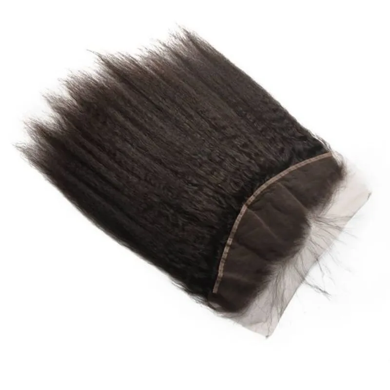 13x4 Lace-Frontal, Yaki-Kinky-Straight, Naturfarbe, Echthaar, brasilianisches Remy-Haar, kann in jeder Farbe gefärbt werden, Damen-Perücke für den täglichen Gebrauch – Detail 3