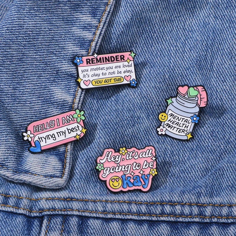 You Got it Okay Love Pill Jar Cartoon Metal Badge Punk Pins Jewelry Accessories Friends Gift Creative Pinsk Letter Pin Reminder