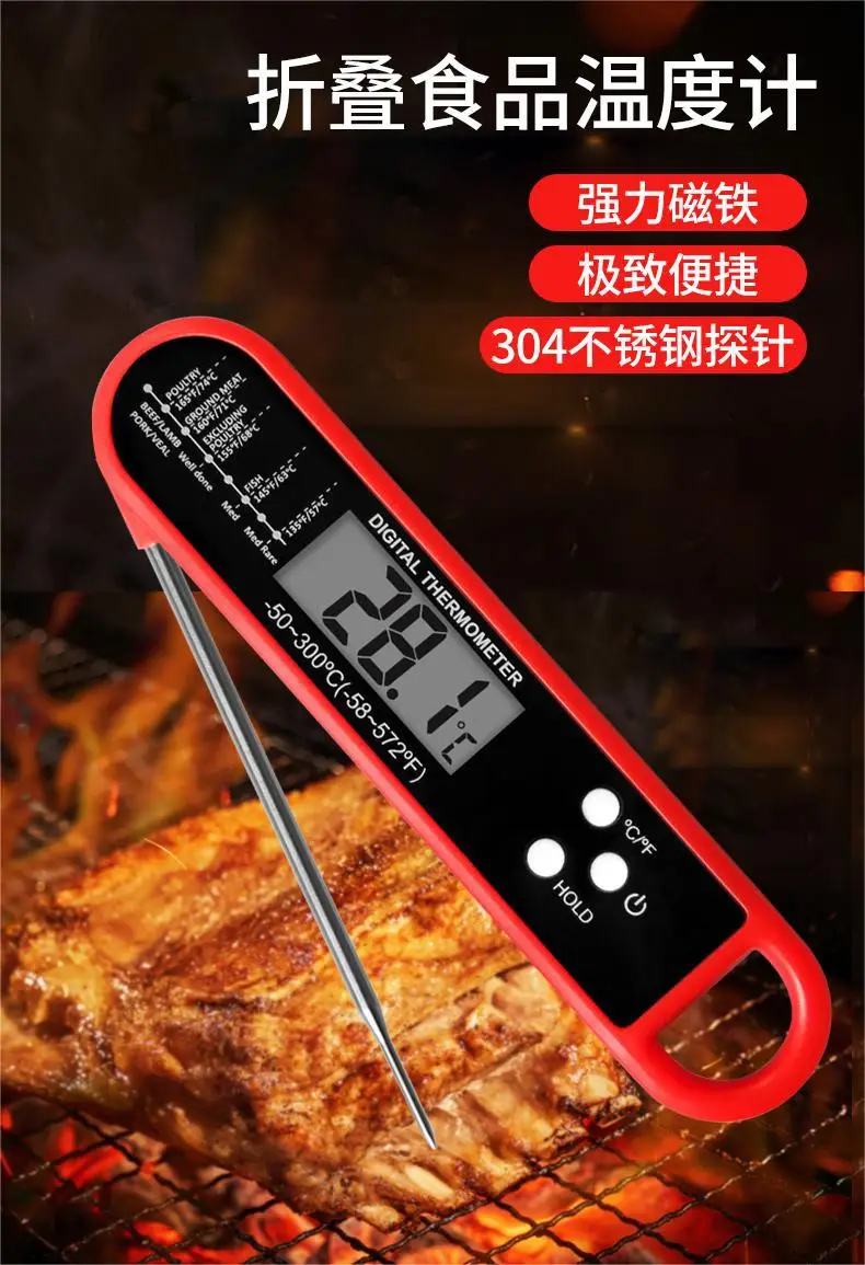 Digital Kitchen Thermometer for Cooking Steak, BBQ, and Food with Magnet and Backlight