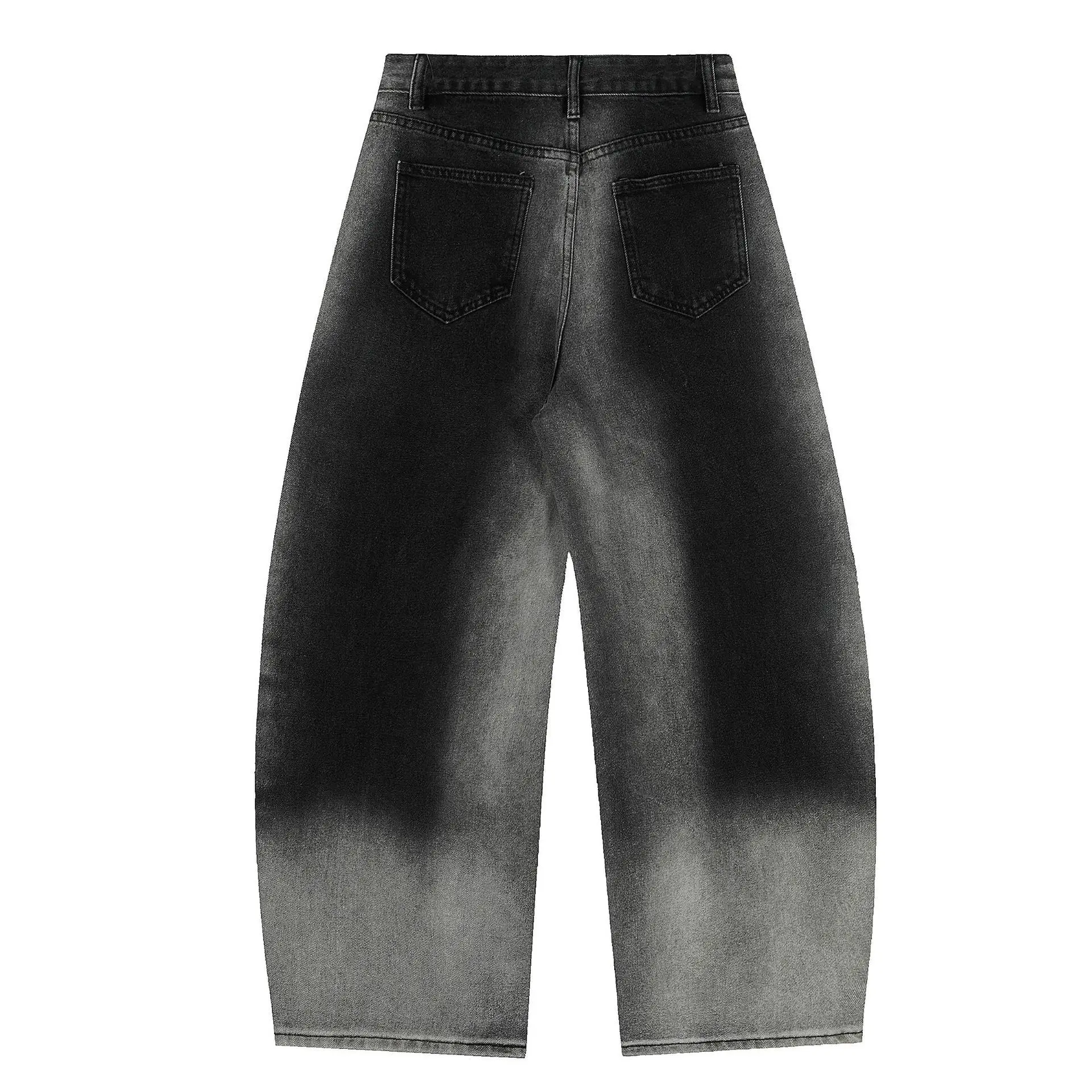Celana Jeans Pria Model Gradual Washed Desain Kepribadian High Street dari MWJLPWQ, Celana Denim Wide Leg Model Machete, Musim Gugur 2025 Terbaru 21641