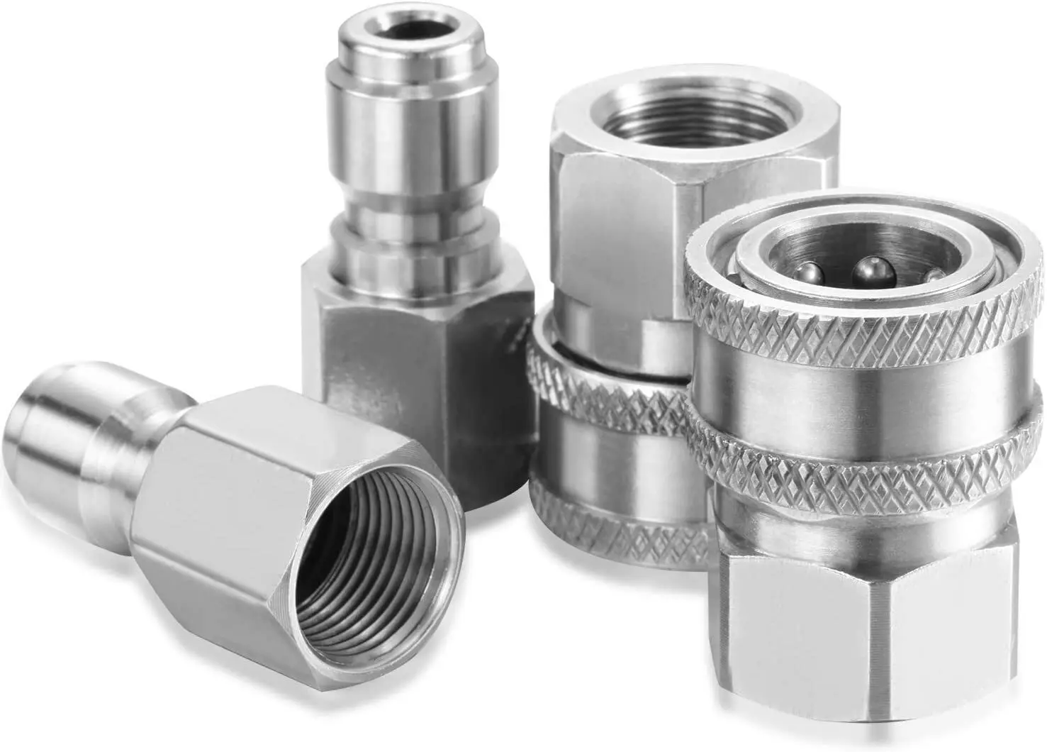 4X 3/8Inch NPT Stainless Steel Quick Connect Fitting Pressure Washer Adapter Set