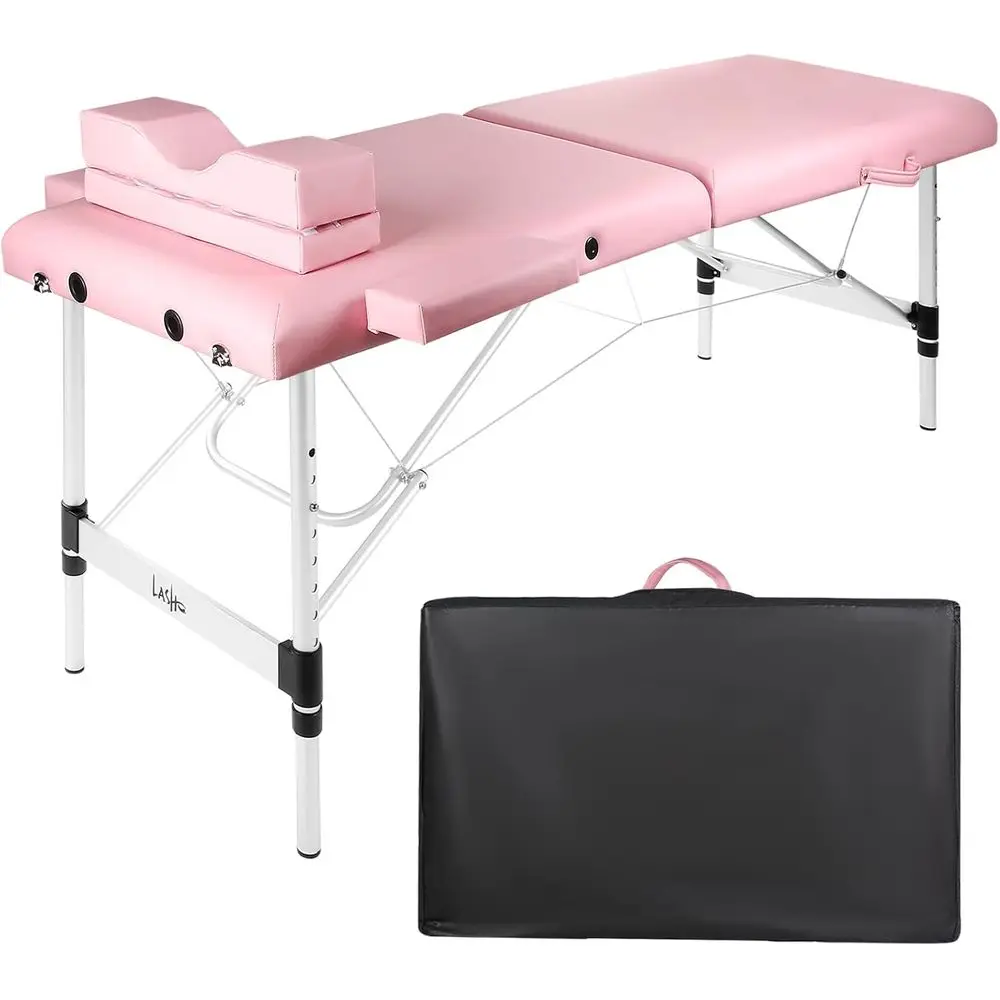 Höhenverstellbarer Spa-Tisch mit Rosa Wimpernverlängerungsbett, Wimpernkissen und Wasserdichtem Aluminiumrahmen