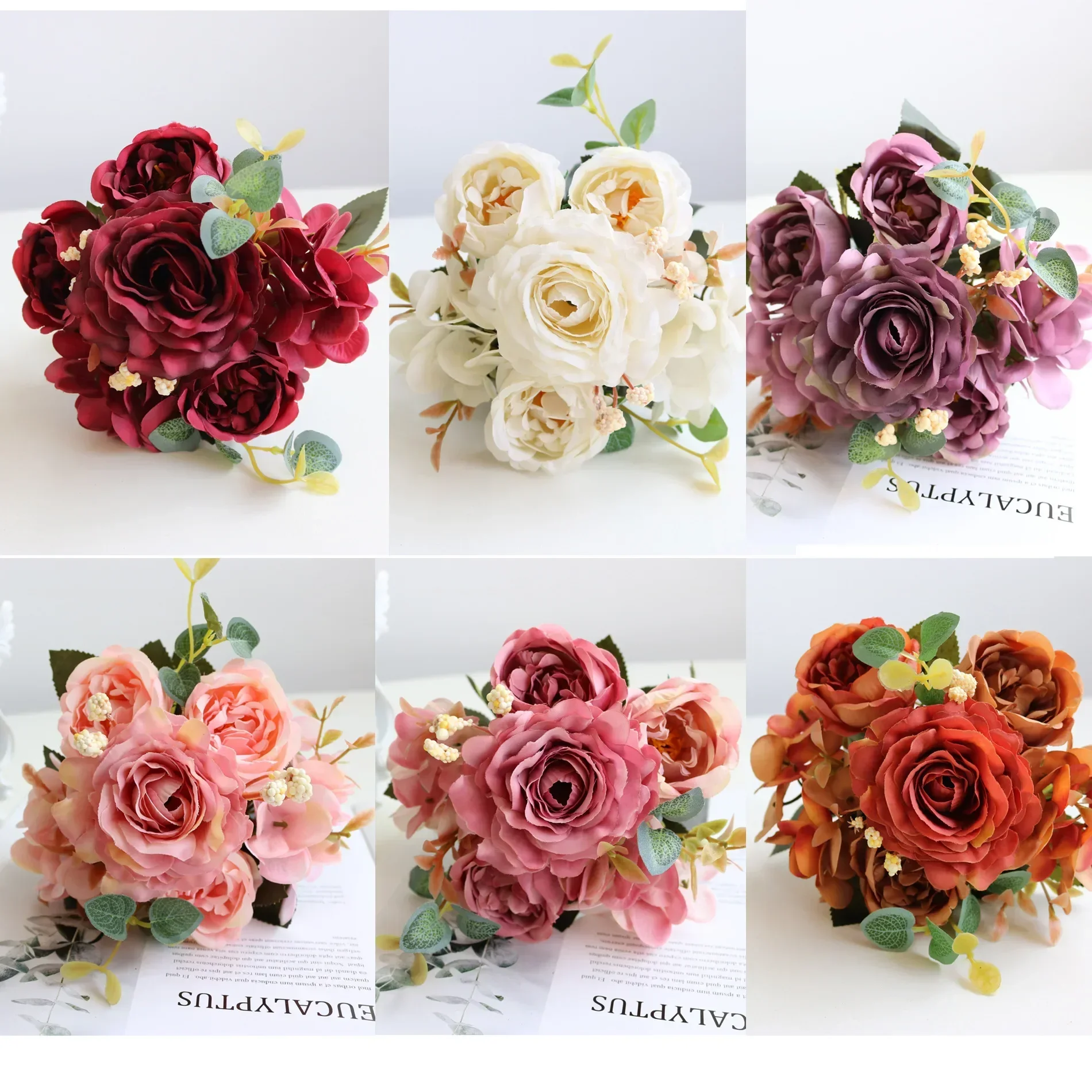 30cm Hydrangea Peony Rose Artificial Bouquet Hibiscus Rose Wedding Home Decoration Table Decoration Wedding Flower