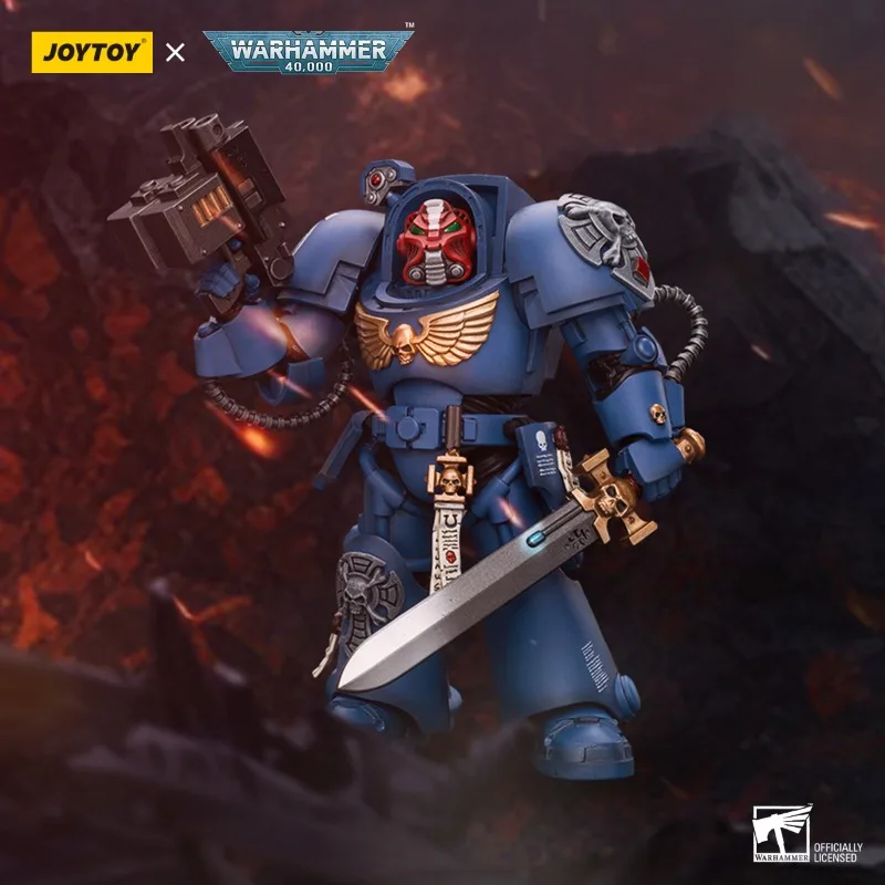 

JOYTOY Warhammer 40k 1/18 Action Figures Ultramarines Argaranthe Brother Veteran Sergeant Castor Anime Model Toy Christmas Gifts