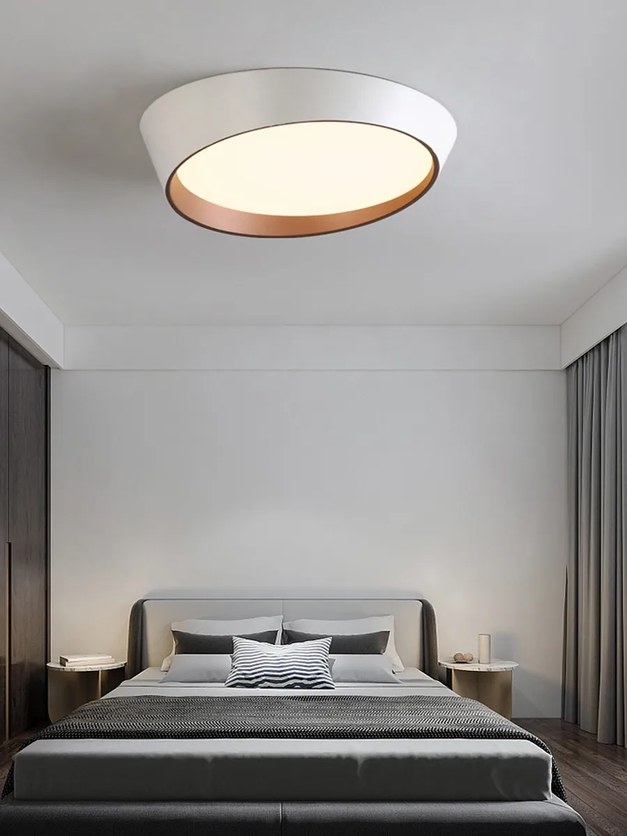 Bedroom Ceiling Light Room Decoration Eye Protection No Blue  LED Modern Simple Oblique Circular Study Restaurant Black And Whit