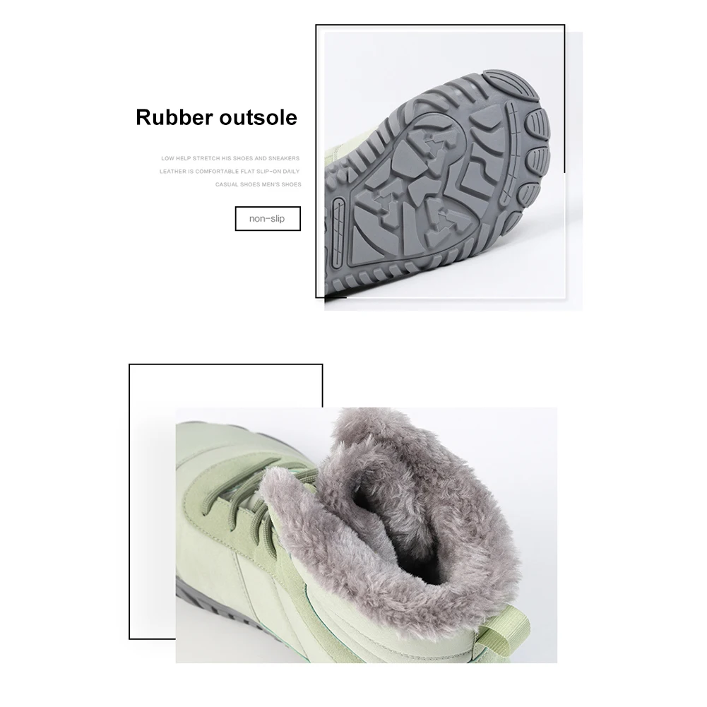 รองเท้าบูทหิมะฤดูหนาว น้ำหนักเบา รองเท้าแบบไม่ใส่ถุงเท้า กันลื่น รองเท้าบูทข้อเท้าลำลอง กันน้ำ บุขนอุ่น สำหรับเดินป่า