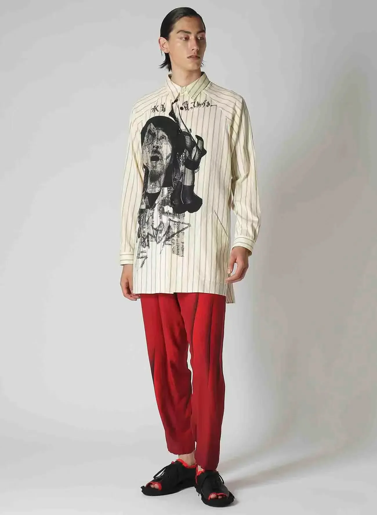 YAMAMOTO-camisa listrada para homens, camisa à moda vintage, estilo oversize, alta qualidade, 2024