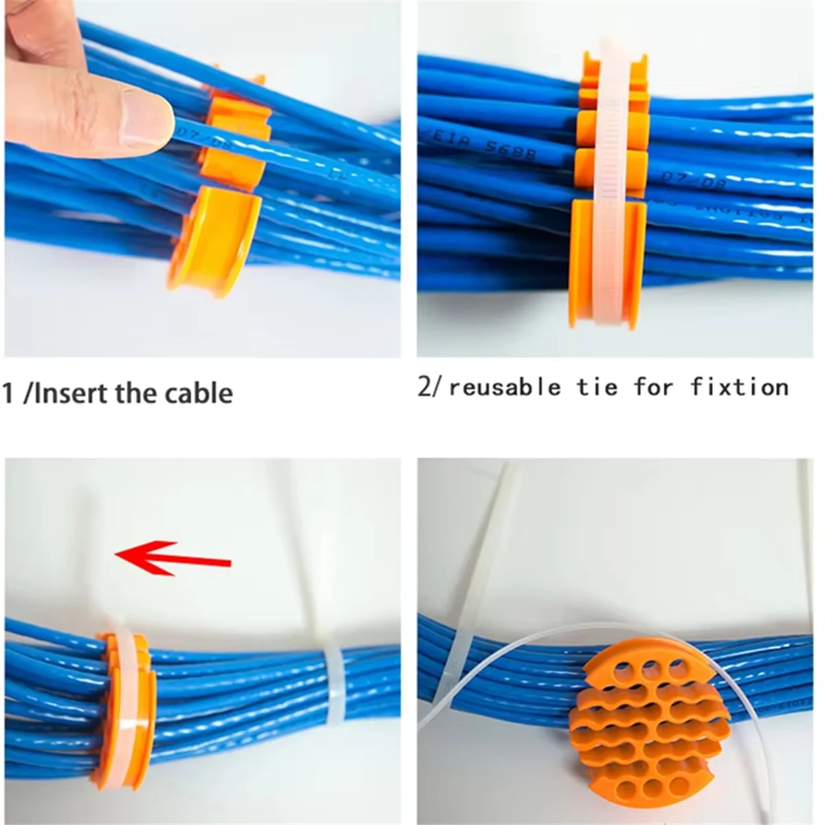 A002 2pcs Cable Organizing Tool Network Cable Bundle Kit with Hook and Loop Fastener, Wire Comb for Data Center, Server Rooms