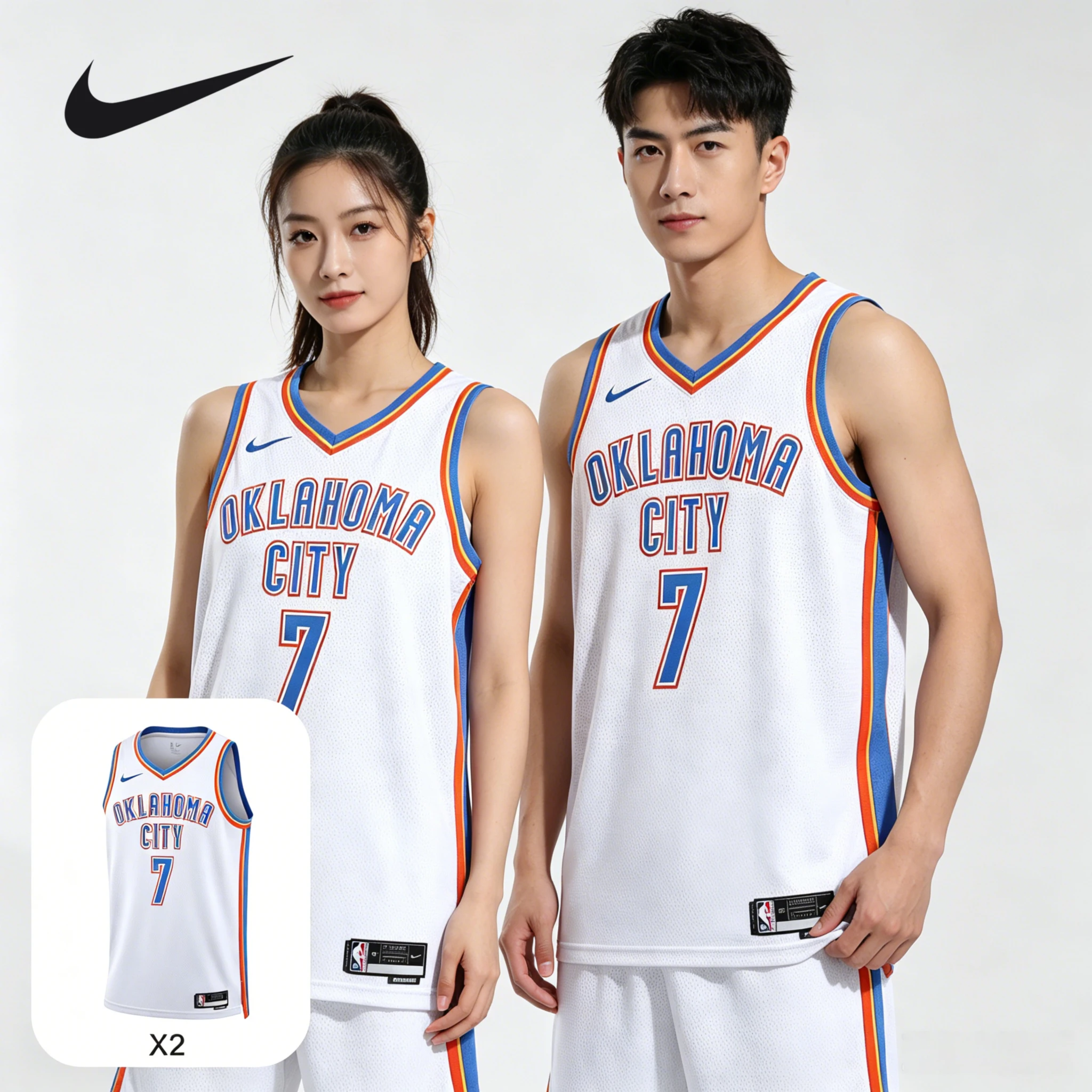 Nike NBA Nike Oklahoma City Thunder Chet Holmgren Camiseta de baloncesto de secado rápido 2 piezas DN2088-102+DN2088-102