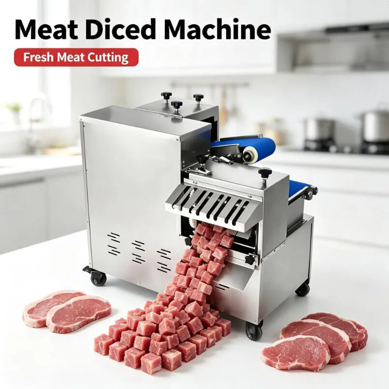 One Time Forming Meat Dicer 3 Blade Group Commercial Fresh Meat Dicing Machine Automatic Meat Cutter For Pork Beef Mutton Chicke