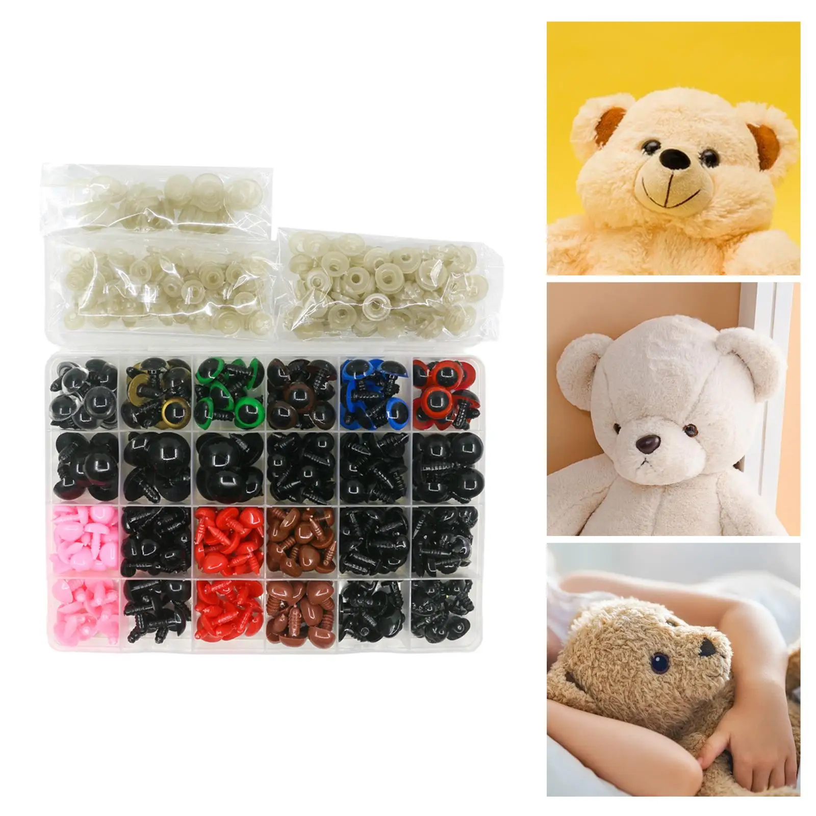 

604Pcs Eyes and Noses 7 Colors Stuffed Animals Eyes for Crochet Toy Stuffed Doll Teddy Bear Puppet Making Supplies