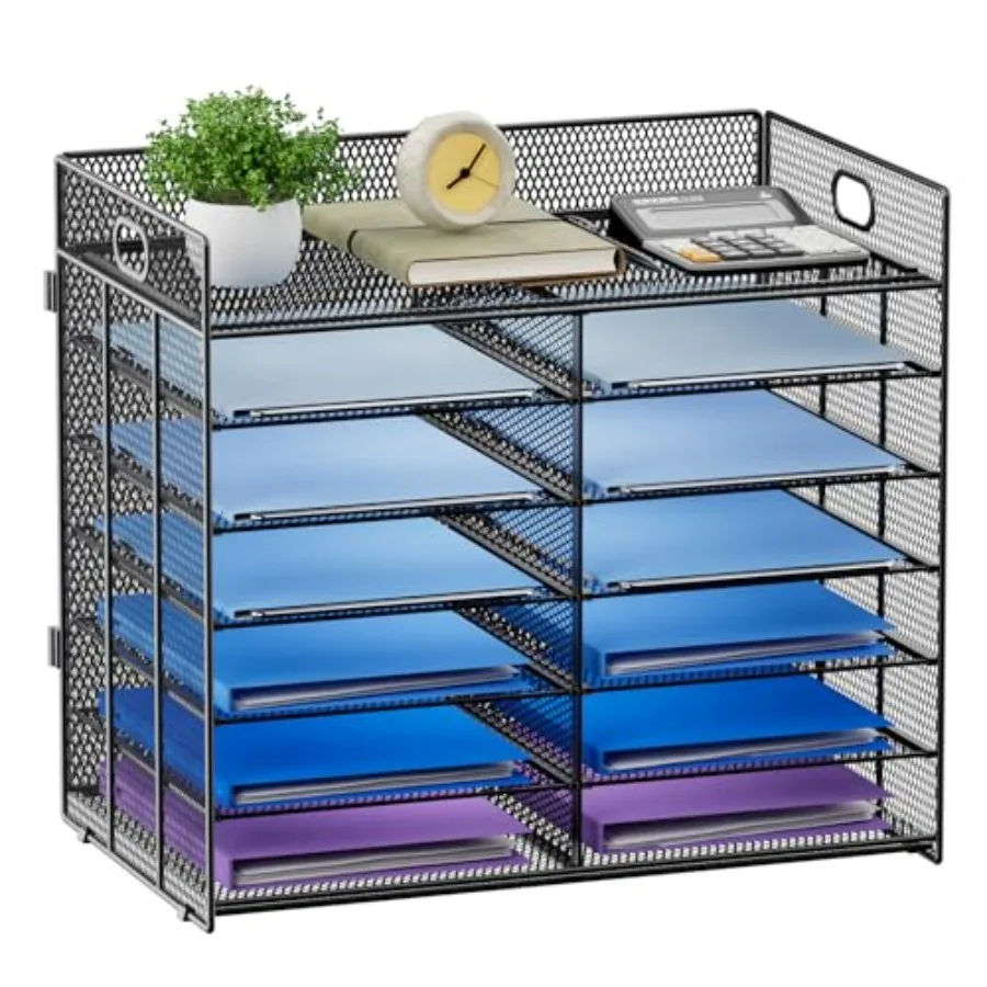 

Органайзер для бумаг на стол, сетчатый лоток для документов, сортировщик для писем с ручкой, настольный почтовый ящик для офиса, класса, дома