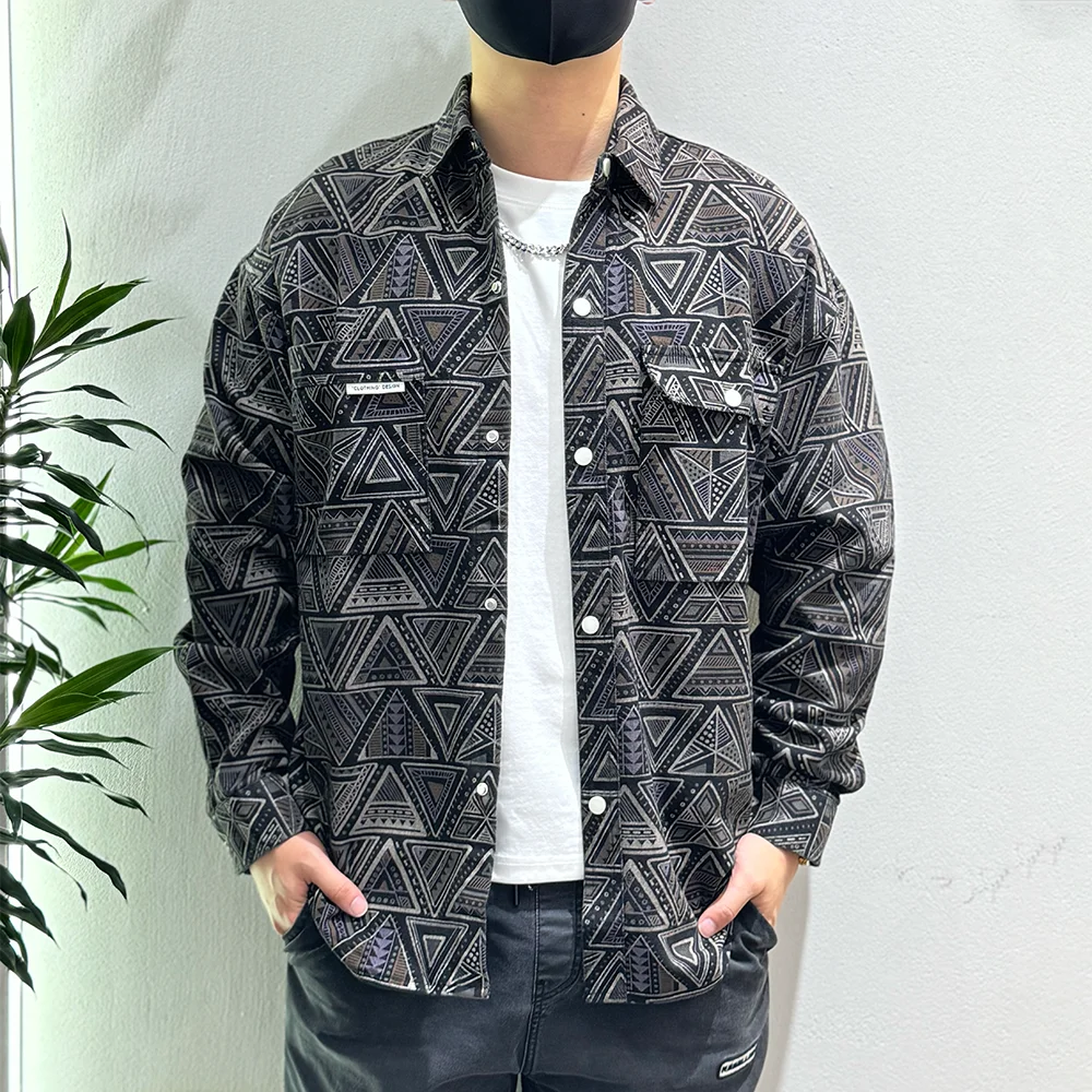 Vintage Shirt Coat Men Spring And Autumn New High-Grade Long-Sleeved Shirt National Style Casual Jacket