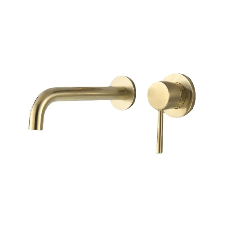 Factory Supply Wall Mounted Brass Valve Core Material And Gold Plating Wash Basin Taps Sink Faucets For Wholesale