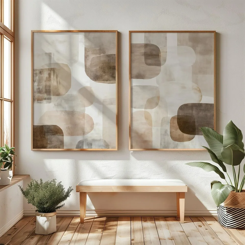 2 teile/satz Japanische Retro Wabi Sabi Berge Abstrakte Leinwand Druck Poster Moderne Minimalistischen Kunstdruck Home Decor Wand Kunst Poster