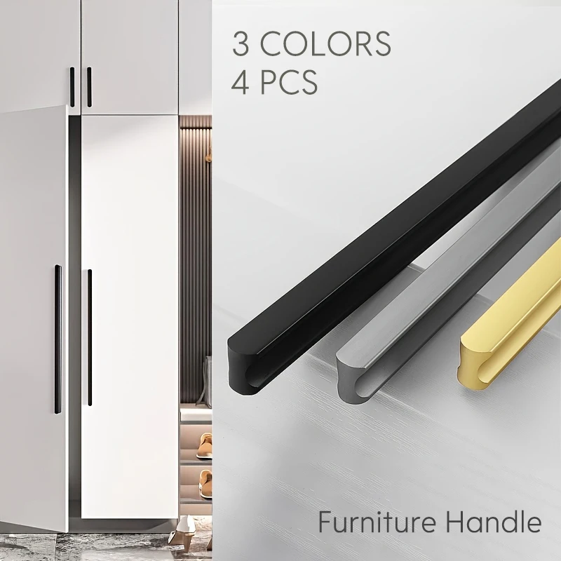 4 Pcs Aluminum Alloy Cabinet Handles Corrosion-Resistant Kitchen Cupboard Pull Door Handle Furniture Handle Hardware Drawer Pull