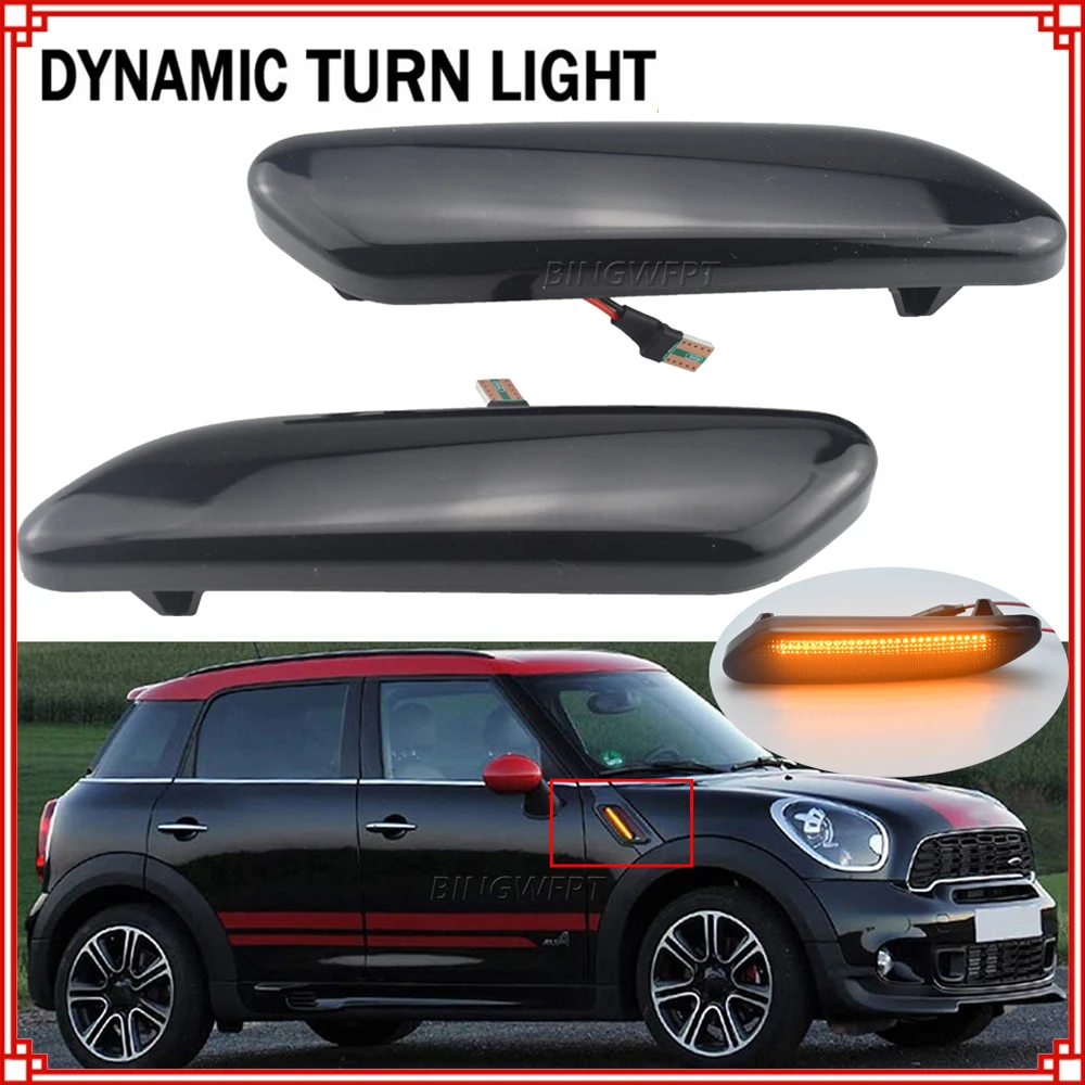 

2PCS Flowing Turn Signal Light Dynamic LED Side Marker Light 12v Side Repeater Lamp For Mini Cooper R60 COUNTRYMAN R61 PACEMAN