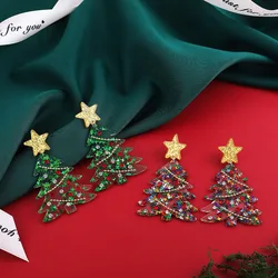 2PC Christmas Cartoon Creative Christmas Tree Elk Earrings Anti Allergy Earrings Suitable for Party and Holiday Gifts