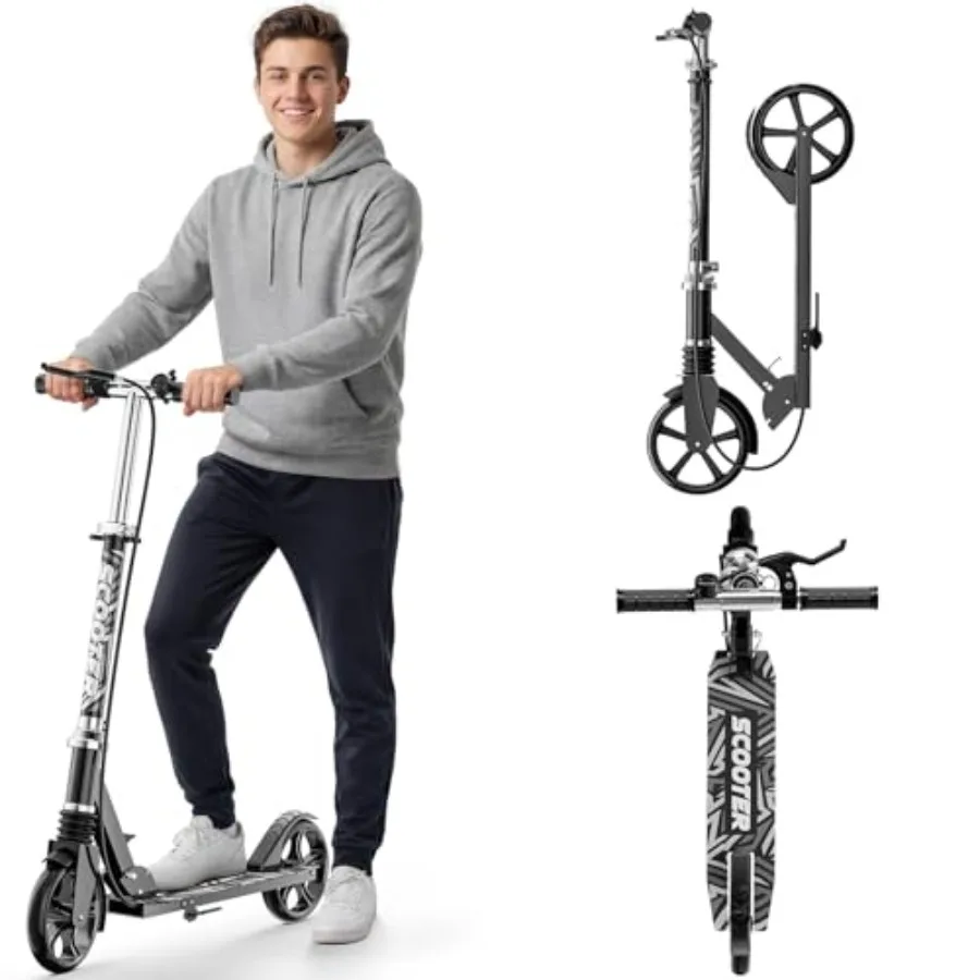 

Самокаты для подростков и взрослых (8-12 лет) - нагрузка до 240 фунтов, 8-дюймовые колеса, система амортизации, ручной тормоз, звонок, 4 регулировки