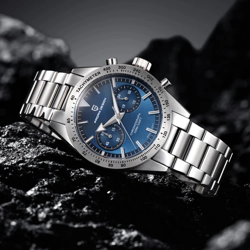 PAGANI DESIGN 2026 nuevo reloj de cuarzo de lujo con forma de luna y flecha ancha para hombre, cronógrafo deportivo Retro VK64 AR con cristal de zafiro