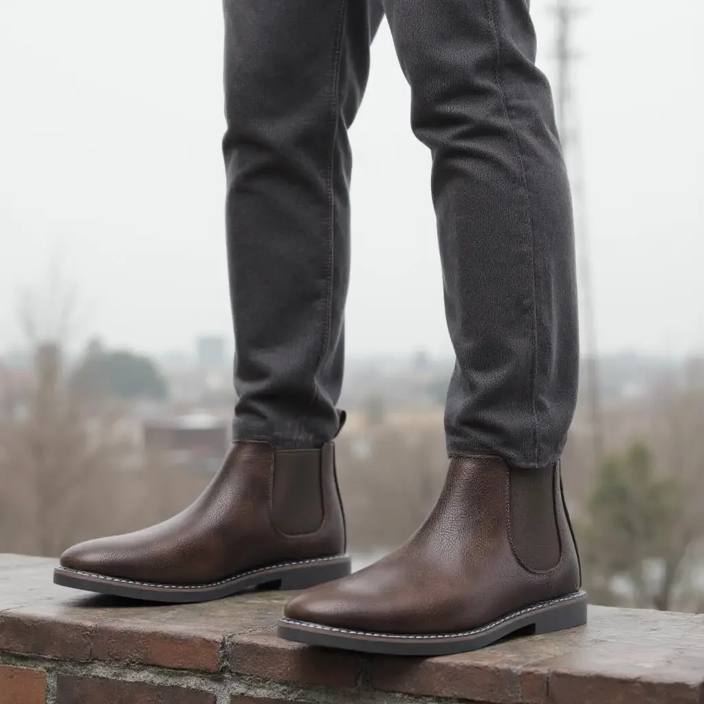 

Мужские ботинки 2025: британская мужская обувь, модные трансграничные мужские короткие ботинки больших размеров в стиле ретро, ботильоны