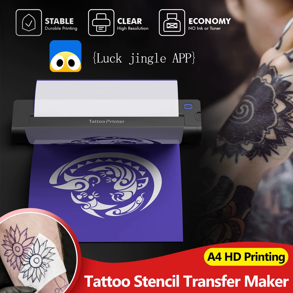 

Mini Portable A4 Thermal Printer Multifunctional Tattoo Stencil Transfer Printer Bluetooth HD Printing Machine for Tattoo Artist