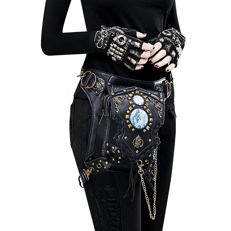 Unisex Steampunk Bag Steam Punk Retro Rock Gothic Goth Shoulder Waist Bags Packs Victorian Chain Bags Drop Leg Thigh Holster Bag