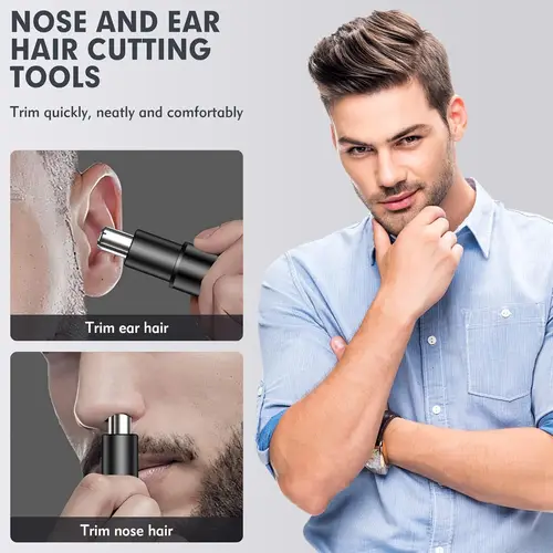Imagen 2 del producto Recortador de pelo de nariz y orejas recargable: recortador de vello facial y de cejas indoloro profesional 2026 con IPX7 resistente al agua para Eas